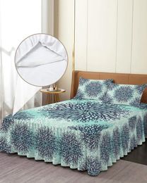 Bed Skirt Flower Pattern Elastic Fitted Bedspread With Pillowcases Protector Mattress Cover Bedding Set Sheet