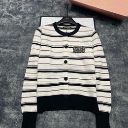 Women's Knits & Tees Mm Family Autumn/winter Stripe Colored Knitted Top for Women Paired with Bow Knot Detachable Chest Needle Shirt