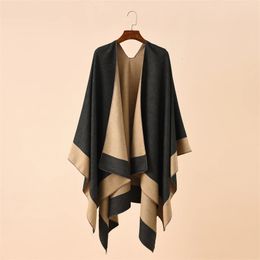 Fashion Plaid Ponchos For Women Winter Warm Thick Oversized Shawls and Wraps Cashmere Pashmina Female Bufanda Mujer Luxury 231229