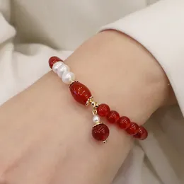 Strand Red Beads Women's Bracelet For Female Summer Ethnic Jewellery Accessories Girls Gift To Wife Sister Girlfriends