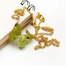 Pendant Necklaces Natural Olivine Stone Resin Orgone Energy Necklace Insect Butterfly Peridot Crystal Chips Orgonite 1pc