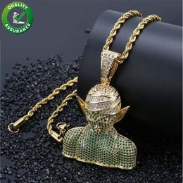 Iced Out Pendant Hip Hop Jewelry Mens Gold Chain Designer Necklace Cartoon Pendant Micro Paved CZ Diamond Stone Luxury Fashion Acc236J