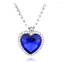 Pendant Necklaces Titanic Ocean Heart Love Forever Necklace Crown Crystal Charm Choker For Women Valentine's Day Mother's Gift