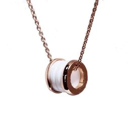 Creative fashion couple necklace men and women luxury ceramic cylindrical pendant Jewellery with exquisite packaging gift box255F