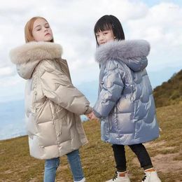 Jackets Girls Glossy Kids Thicken Warm Outerwear Fashion Hooded Coats Teens Cotton Overcoat Winter Casual Parkas