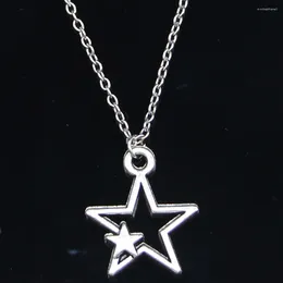 Chains 20pcs Fashion Necklace 27x21mm Hollow Double Star Pendants Short Long Women Men Colar Gift Jewellery Choker