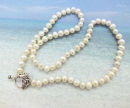Choker 6-7MM Dainty Natural White Pearl Necklace. Bridal Wedding Necklace 18"