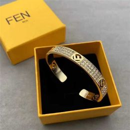 28% OFF F Family Letter Full Diamond Open Band Brass Material 678 Fashion Ring