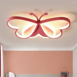 Ceiling Lights Children's Room Cartoon Butterfly Bedroom Living Pink Decoration Lamp Led Princess Lamps Lighting