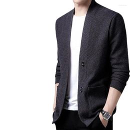 Men's Sweaters 2024 Spring Autumn Fashion Solid Color Sweater Cardigan V-neck Long Sleeve Mens Casual Slim Knitted Coat
