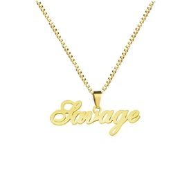 Gold Box Chain Custom Jewellery Personalised Name Pendant Necklace Handmade Cursive Nameplate Choker Women Men Bijoux BFF Gift225B