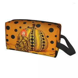 Cosmetic Bags Yayoi Kusama Polka Dot Pumpkin Toiletry Bag For Japanese Artist Makeup Organizer Lady Beauty Storage Dopp Kit Case