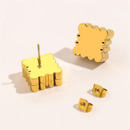 High Quality 18K Gold Plated Luxury Brand Designers Letters Ear Stud Stainless Steel Flower Geometric Famous Women Steel Seal Prin269v