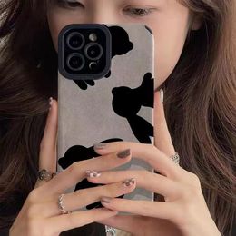 Leather Fashion Cool Black Rabbit Phone Case For iphone 15 14 13 12 11 Pro Max XS X XR 15 Plus Fashion Soft Silicone Back Cover 350pcs