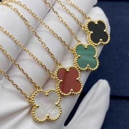 Jewelry Luxury VanCA Designer Accessories Ten Flower Pendant Necklace Lucky Four Leaf Grass 10 Flower Necklace Collar Chain Fritillaria Necklace Agate YZPZ