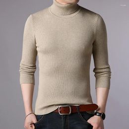 Men's Sweaters 2024 Autumn Winter Brand Men Black Turtleneck Slim Fit Pullover Solid Breathable Color Knitted Sweater