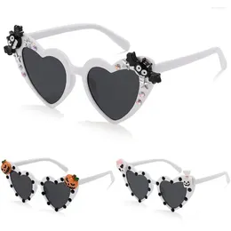 Sunglasses UV400 Halloween Eyeglasses Funny Devil Pumpkin Skull Decor Women's Heart Shaped Sun Glasses For Women