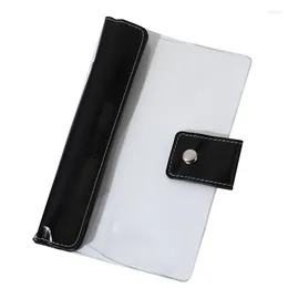 Removable Transparent PVC Leather Binder 6-hole Case Notebook Snap A6 Cover Journal Notebooks