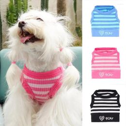 Dog Apparel Shirt Round Neck Breathable Striped Soft Tank Top Puppy Sleeveless Vest For Small Medium Dogs