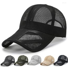 Ball Caps Trucker Cap Men Hollow Out Unisex Summer Baseball Solid Color Adjustable Mesh Breathable Women Snapback Sunshade Hat