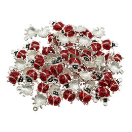 50pcs Classics Colourful Enamel Zinc Alloy Pendant Charm Ladybird Classic Necklace Pendant DLY Accessories DIY Jewellery Crafts281N