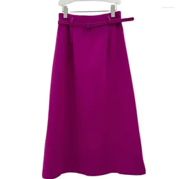 Skirts Half A Line Skirt Waist And Knee Slim Version Solid Colour Belt Design Warm Comfortable Autumn/Winter 2024