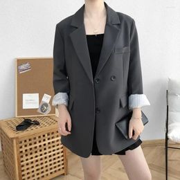 Women's Suits Long Sleeve Korean Chic Brown Blazers Solid Colours Loose Single Breasted Women Bf Casual Blazer Office Lady Work Clothing