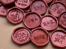 Party Supplies Personalise Wedding Wax Seals Custom Seal Stickers For Logo Wine Red Invitation/Bags Self Adhesive