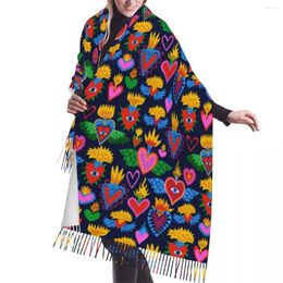 Scarves Autumn Winter Warm Colorful Religious Hearts On Fire Fashion Shawl Tassel Wrap Neck Headband Hijabs Stole