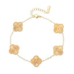 Charm Bracelets Luxury Clover Pendant Stainless Steel Necklace Bracelet Elegant Women Gift Jewelry200W