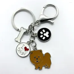 Keychains Exquisite Enamel Craft Metal Brown Chow Charm Pet Jewelry Lobster Clasp Key Chain