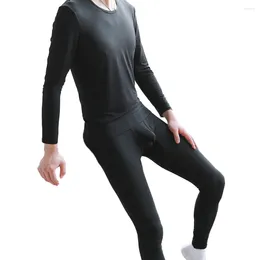 Men's Thermal Underwear Mens O-Neck Soft Lingerie Long Johns Set Solid Modal Sleeve Pants Comf Top Bottoms Male Sleepwear