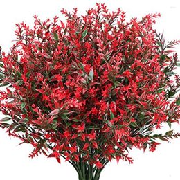 Decorative Flowers 10 Bundles Indoor UV Resistant Faux Bouquets Plastic Outdoors Shrubs Greenery Plants