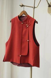 Women's Vests Year's Year Of Life Battle Dress Niche Unique Chic Small Chinese Style Red Vest Coat Female Autumn And Winter