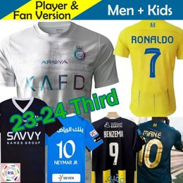 Al Nassr FC Third 23/24 Soccer Jerseys 2023 2024 Al-Hilal SFC Saudi Men Football Shirts Kids Kits Home Away Al Ittihad Club Cristiano RONALDO NEYMAR JR BENZEMA MANE CR7