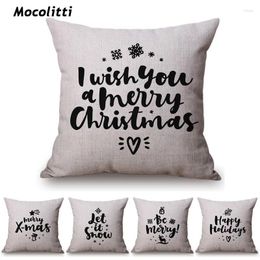 Pillow Christmas Decoration Cover Concise Black White Letter Style Cotton Linen Sofa Bed Decorative Throw Case Cojines