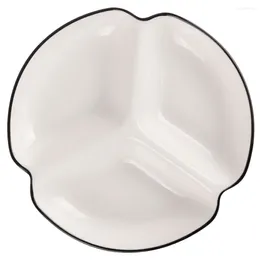 Plates Ceramic Divided Plate Porcelain Dinner Portion Control Bowl For Party