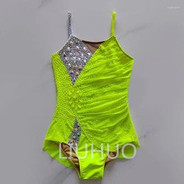 Stage Wear LIUHUO Rhythmic Gymnastics Leotards Toddler Girls Yellow Feather Kids Competition Artistic Costumes