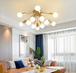 Ceiling Lights Creative Flower Lamp Black And White Gold Living Room Warm Bedroom Modern Simple Household