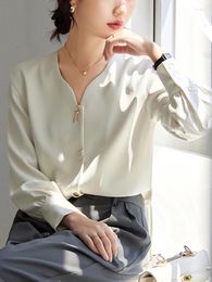 Women's Blouses Oiinaa Shirts For Women Tops Chic Buttons Designer Elegant Comfortable Blouse Long Sleeve Single Breasted Ladies Fashion Top
