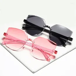 Sunglasses Ladies Cat Ear Frameless Jelly Transparent Retro All-in-one Ocean Piece Candy Colour