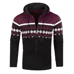 Men's Sweaters Male Winter Sweater Fashion Mens Jacket Long Sleeve Thick High Neck Soild Colour Cheque Cardigan Coat Jackets