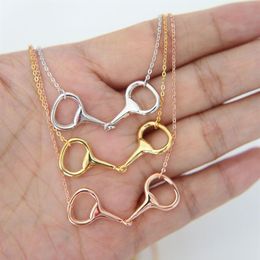 2019 New fashion high polished snaffle bit Equitation Jewellery for women Delicate 925 sterling silver horse lover silver necklace2619