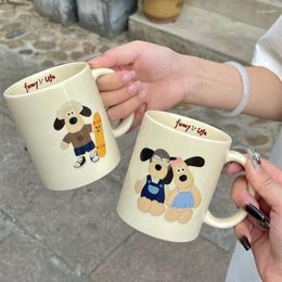 Mugs Korean Cream Mug Retro High Appearance Capacity Ceramic Milk Cup Coffee Couple