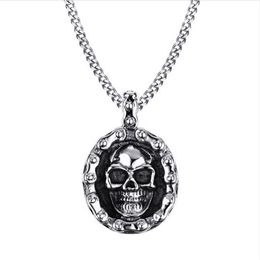 Mens Bike Necklaces Stainless Steel Vintage Skull Motorbike Chain Pendant Necklace for Men Boy Punk Style Jewellery PN-7062718