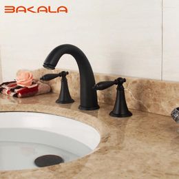 Bathroom Sink Faucets BAKALA Bath Shower Black /Golden/Antique Finished Faucet 3pcs Torneira Taps Dual Handle Basin Rotatable Mixer