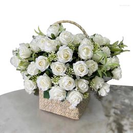 Decorative Flowers Artificial Rose Bouquet For Home Room Vase Decor Accessories Fake Flower Wedding Christmas Party Table Decoration Plants