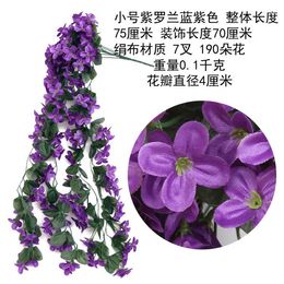 Decorative Flowers Silk Hanging Violet Artificial Flower Orchid Wall Basket Fake Vine Party Decoration