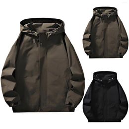 Men's Trench Coats Mens Casual Jacket Autumn Winter Solid Colour Outdoor Lapel Multi Pocket Coat Hooded Trendy 2024 Clothing For Man