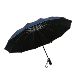 Umbrellas Umbrella 12 Ribs Fully Automatic UV Reflective Stripe Large Reverse Parasol For Rain Sun Heat Insulation Guarda Chuva